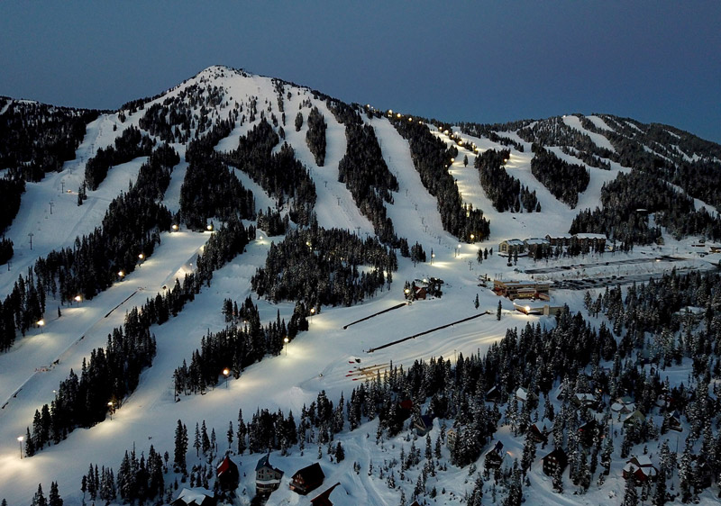 Ski resort on Mt Washington, Vancouver Island, featuring snow-covered slopes and a ski lift, creating a stunning winter sports scene amidst breathtaking winter scenery.