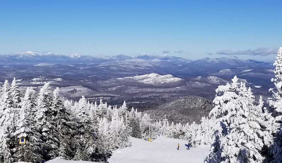 Gore Mountain in USA - a view from the top of a snowy mountain.