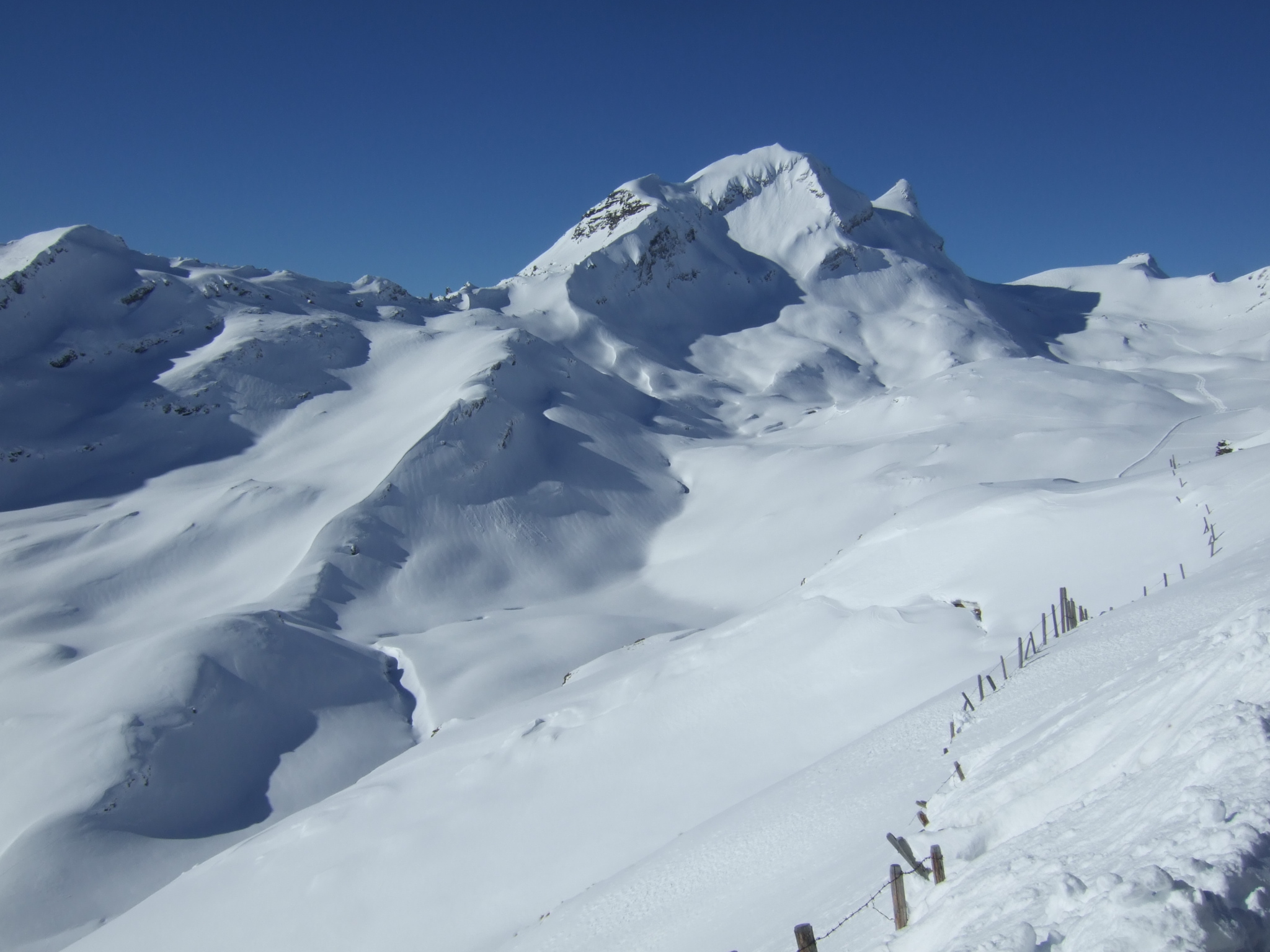 Grindelwald First in Switzerland - a clear blue sky.