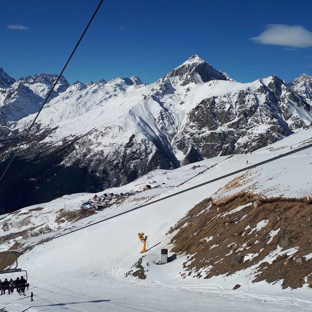 Kurort Arkhyz in Russia - a ski lift going up the side of a mountain.