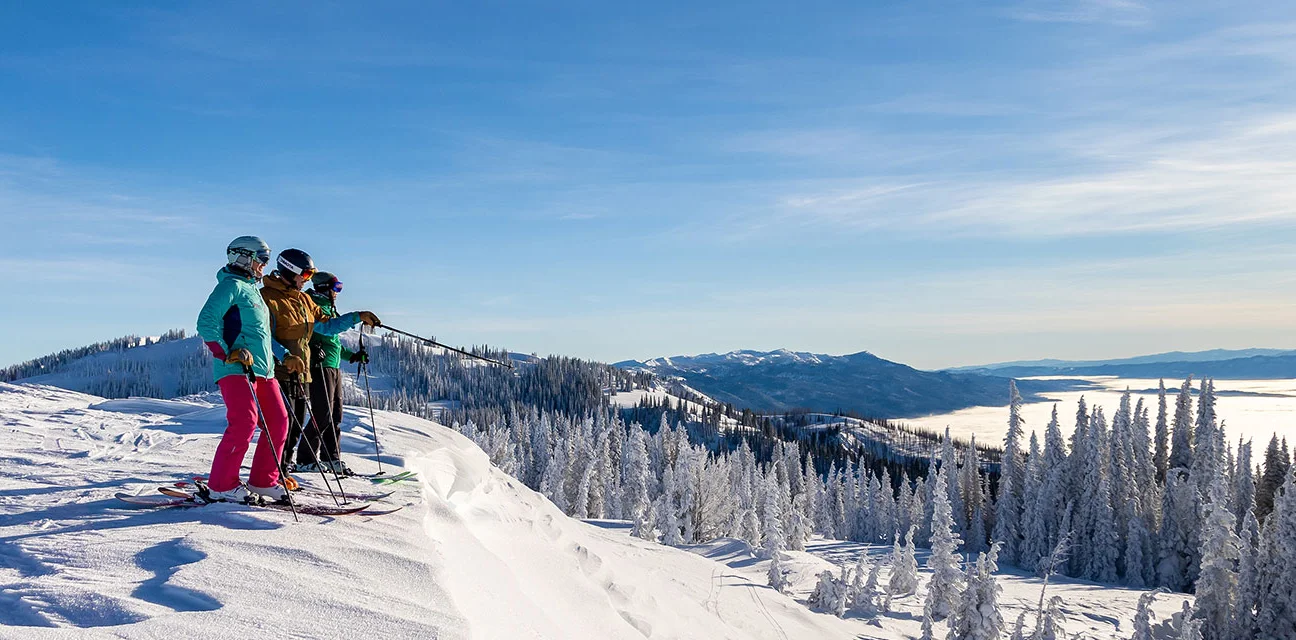 Tamarack Resort in USA - two skiers on a mountain.