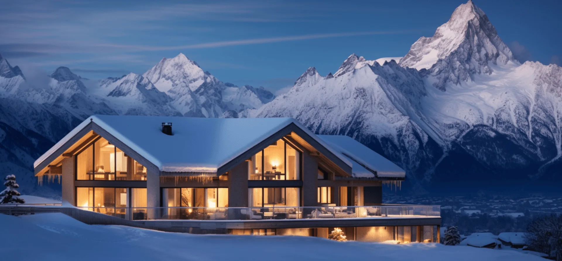 Asp in Switzerland - a house with mountains in the background.