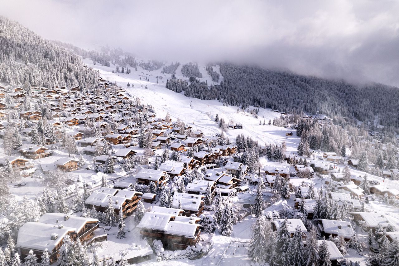 Asp in Switzerland - a snow covered village in the swiss alps.