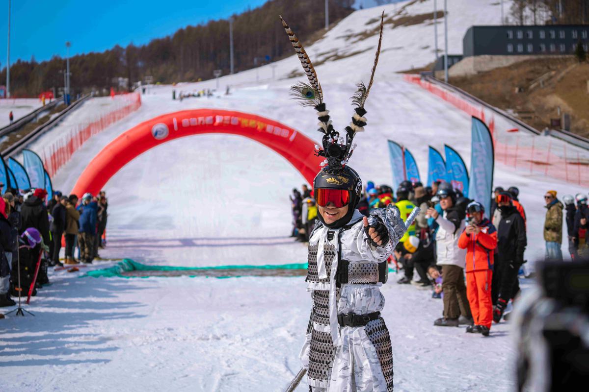 Wanfeng – Tonghua in China - a man dressed as a samurai stands in the snow.