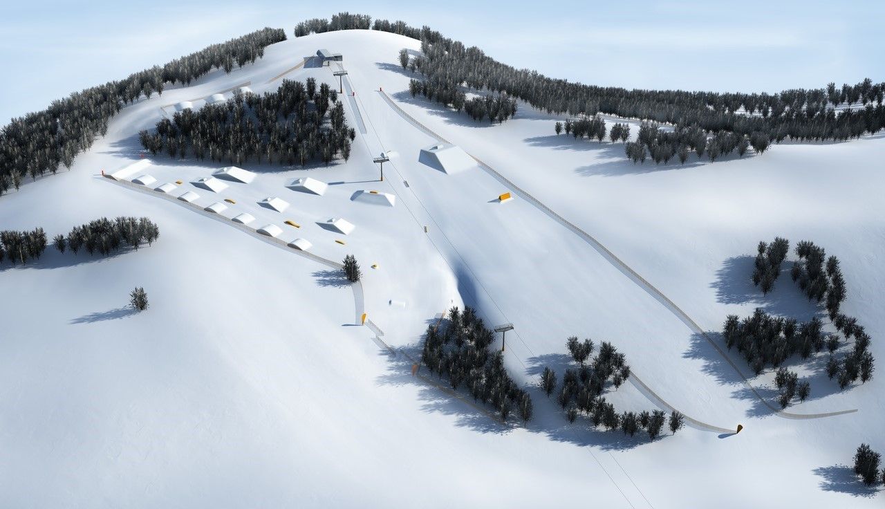 Hallstatt in Austria: an aerial view of a ski resort in the mountains.