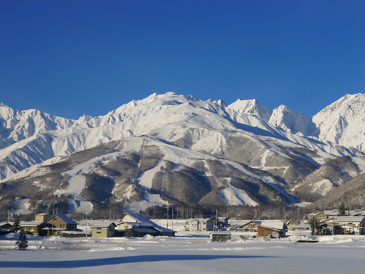 Hakuba Happo-One Snow Resort in Japan - the mountains are covered with snow in the winter.