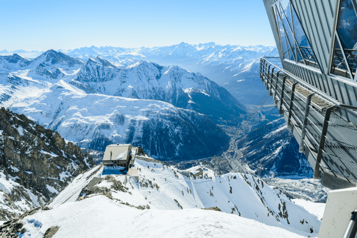 Courmayeur in Italy - a clear blue sky.