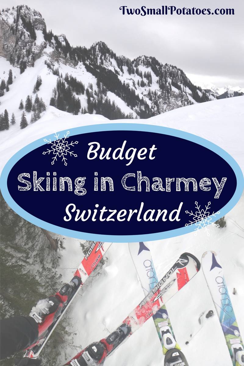 Charmey in Switzerland: a ski resort in switzerland with text overlay that says budget ski in switzerland.