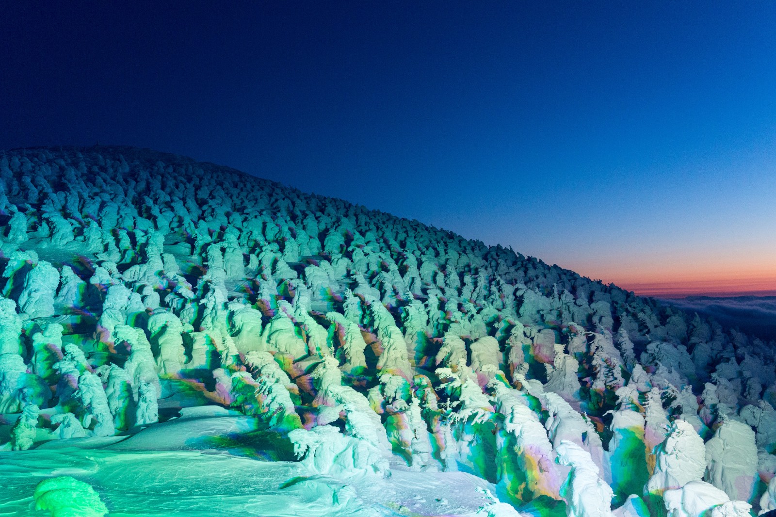 Zao Onsen in Japan - a group of people standing on top of a mountain.