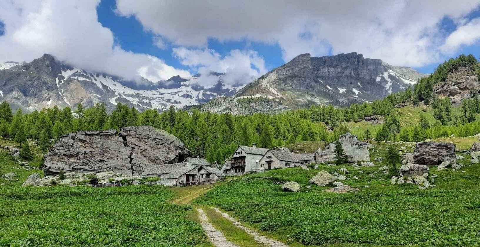 San Domenico – Alpe Ciamporino in Italy - the trail to the top of the mountain in the italian alps.