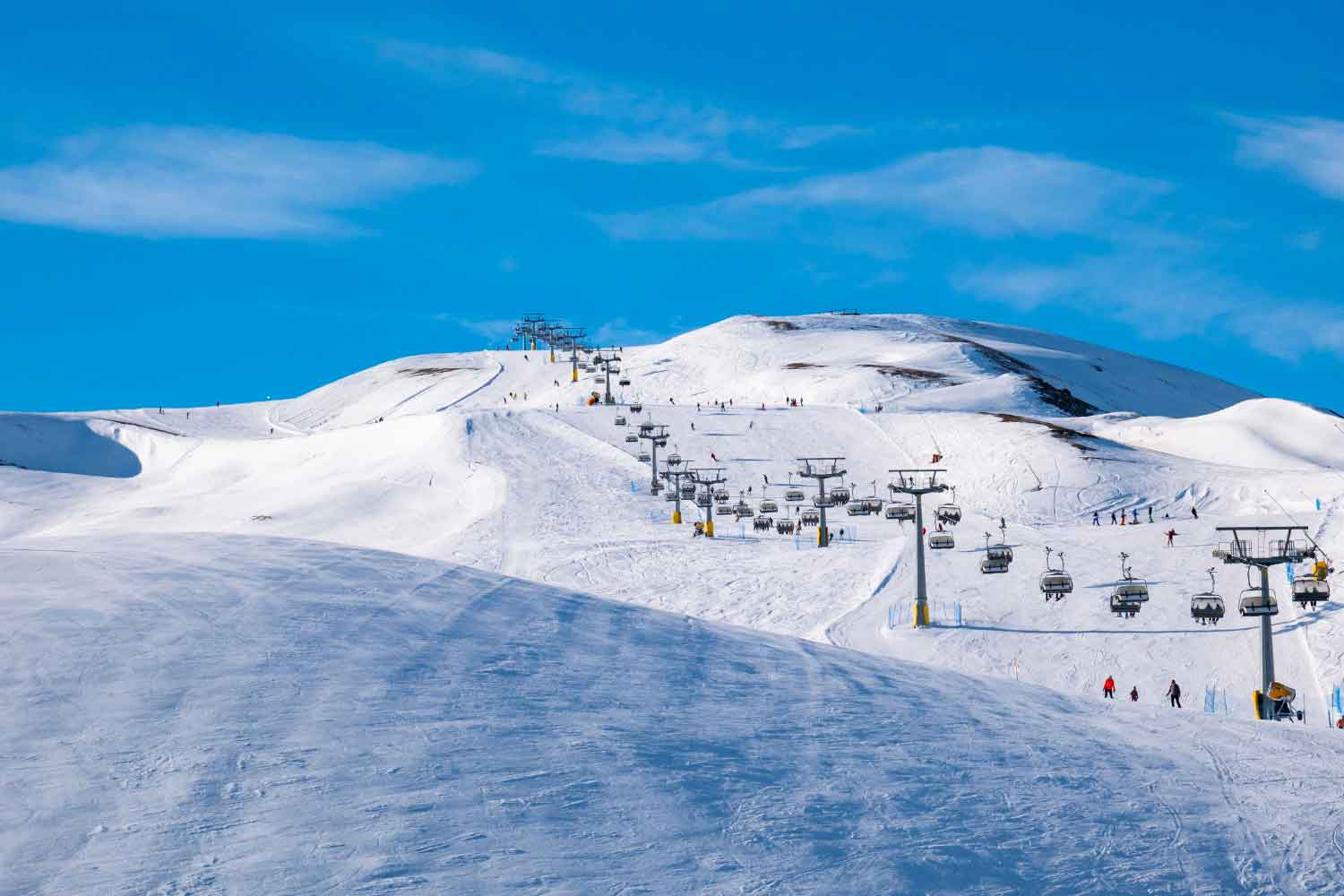 Santa Caterina Valfurva in Italy - blue sky with white clouds.
