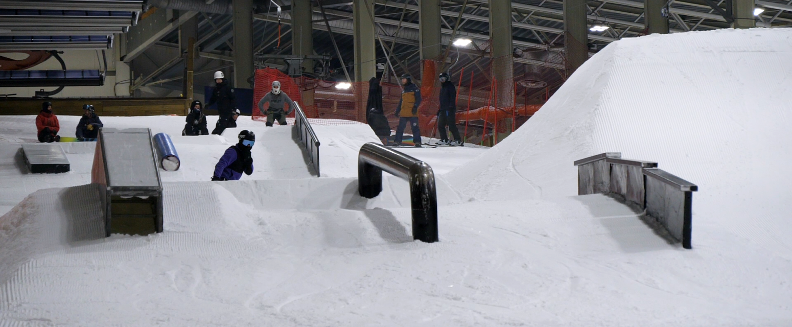 SnowWorld Landgraaf in Netherlands - white snow on the ground.