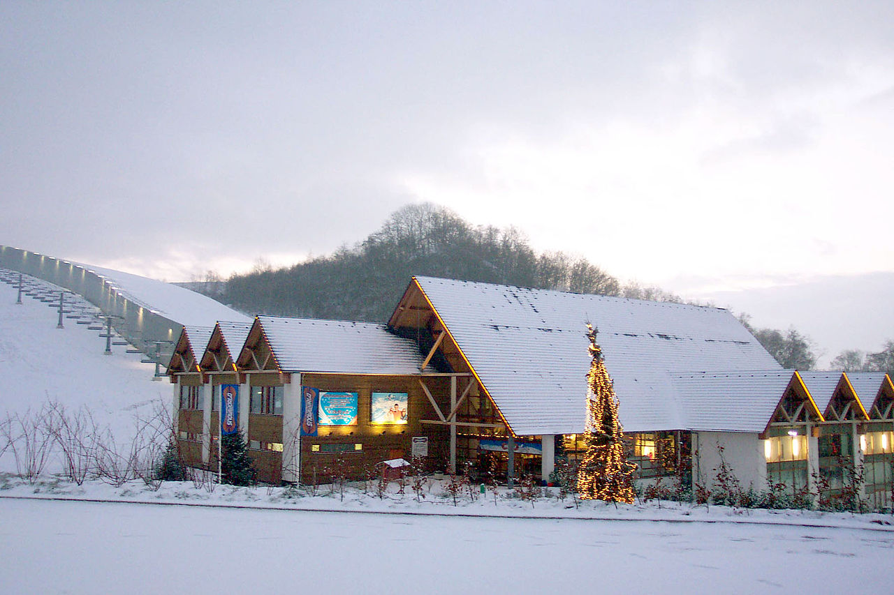 SnowWorld Landgraaf in Netherlands - snow on the ground.