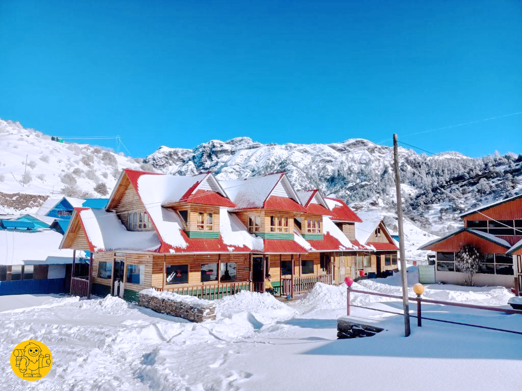 Dolakha Kalinchowk Resort in Nepal - snow on the ground.