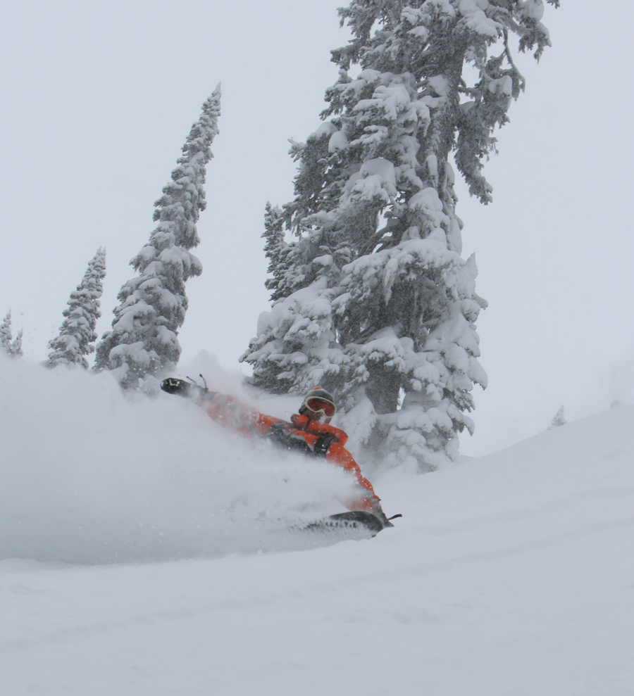 Eagle Pass Heliskiing in Canada - a person on a snowboard in the snow.