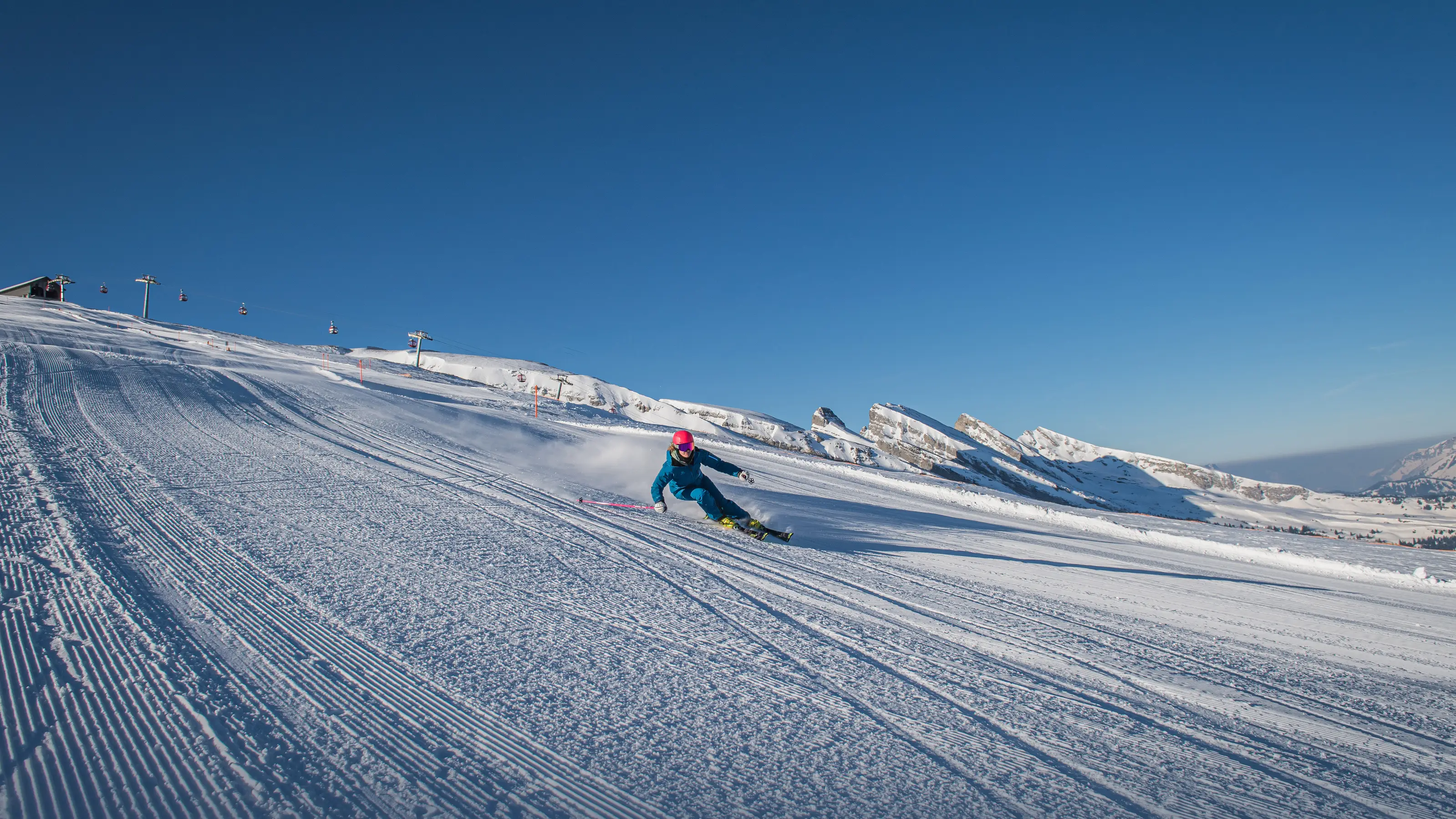 Bergbahnen Wildhaus in Switzerland - tracks in the snow.