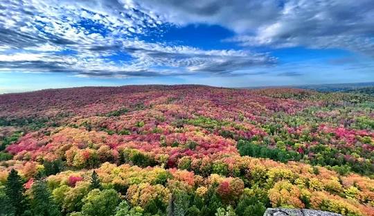 Lutsen Mountains in USA - a view from the top of a mountain.