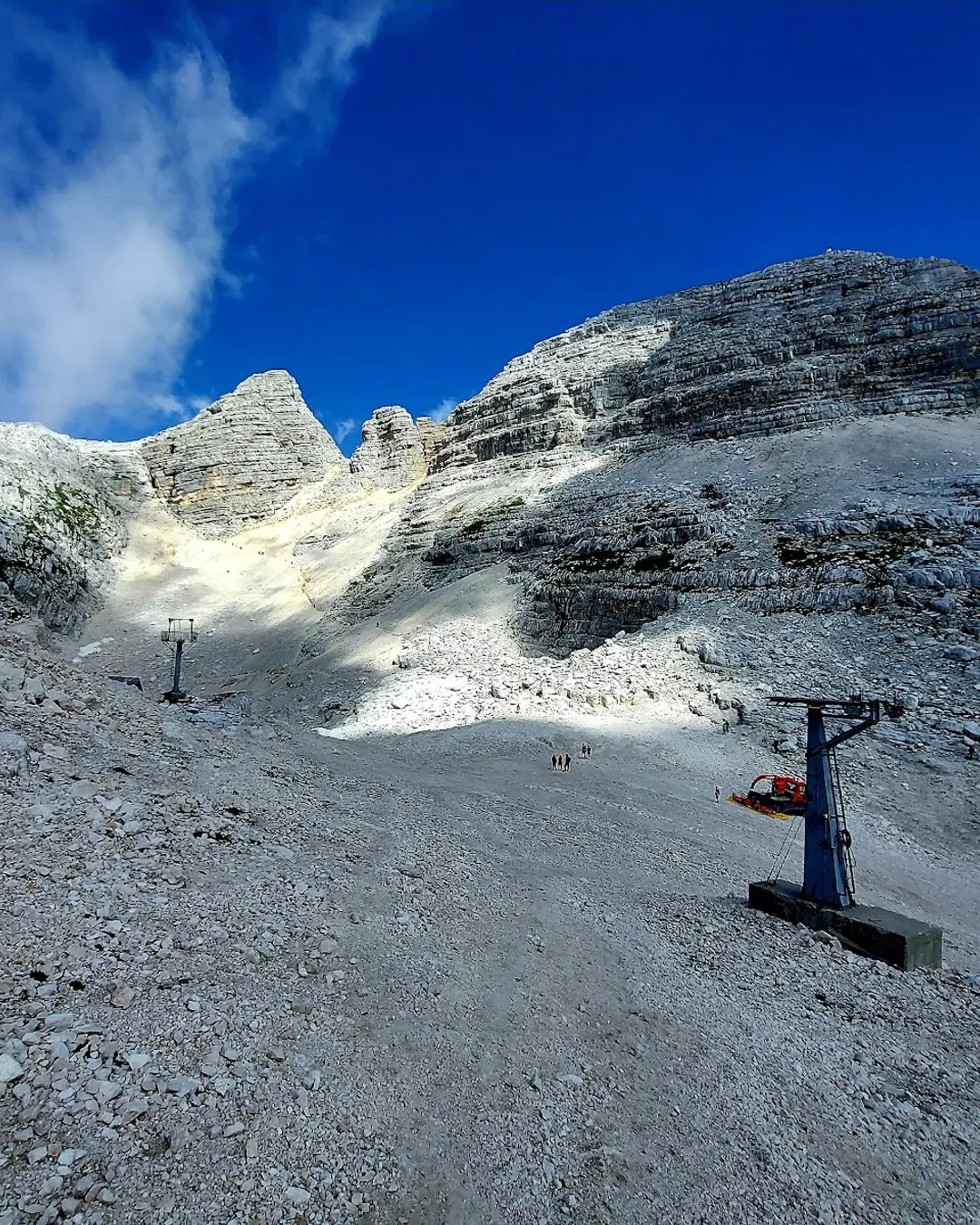 Kanin-Sella Nevea Ski Resort in Slovenia - the trail up to the top of the mountain.