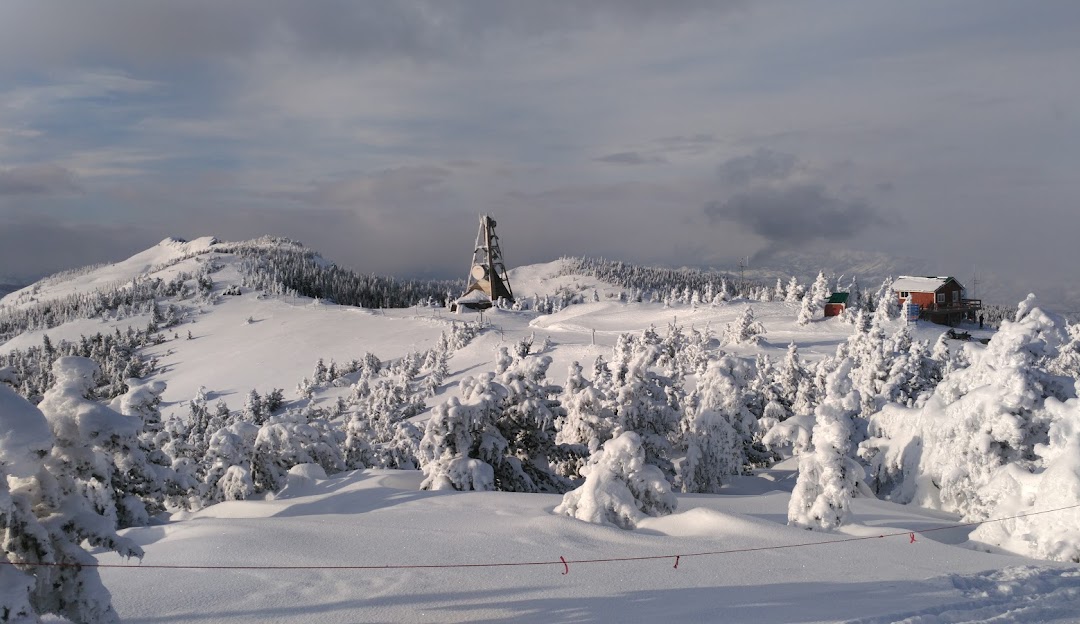 Mission Ridge WA in USA - the view from the top of a snowy mountain.