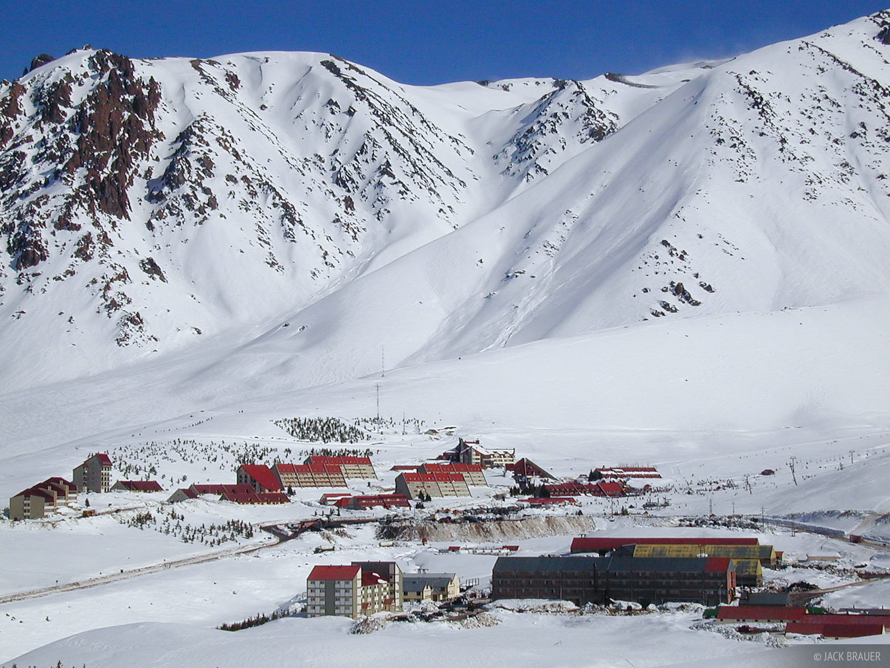 Las Leñas in Argentina - a view of a town in the mountains.