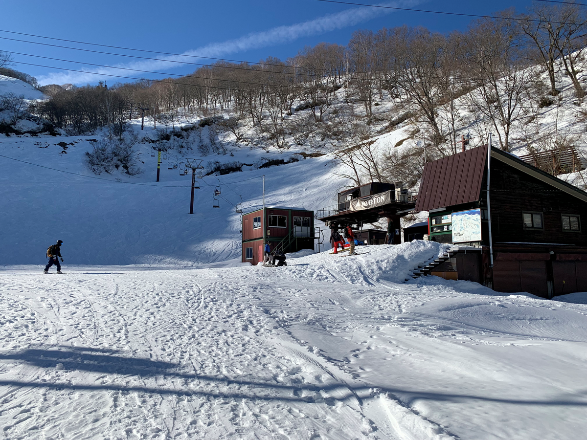 Seki Onsen in Japan - a person is skiing down a snowy hill.