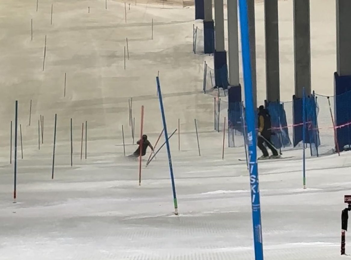 Wittenburg in Germany - a group of people skiing down a snow covered slope.