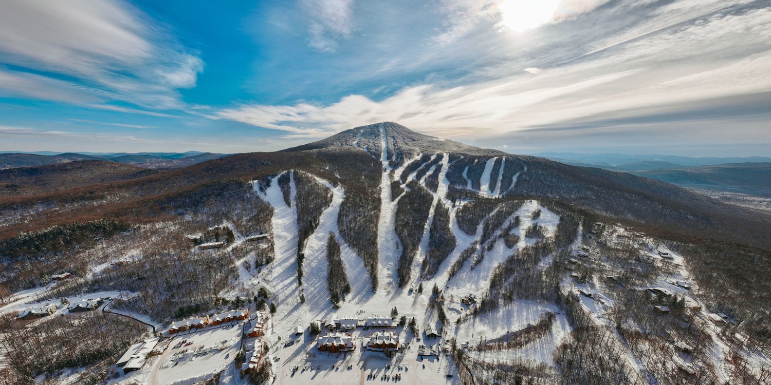 Pico Mountain in USA - a view from the top of a mountain in the winter.