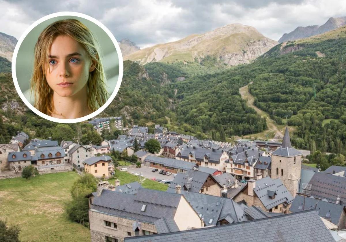 Panticosa in Spain - a woman in a village with mountains in the background.