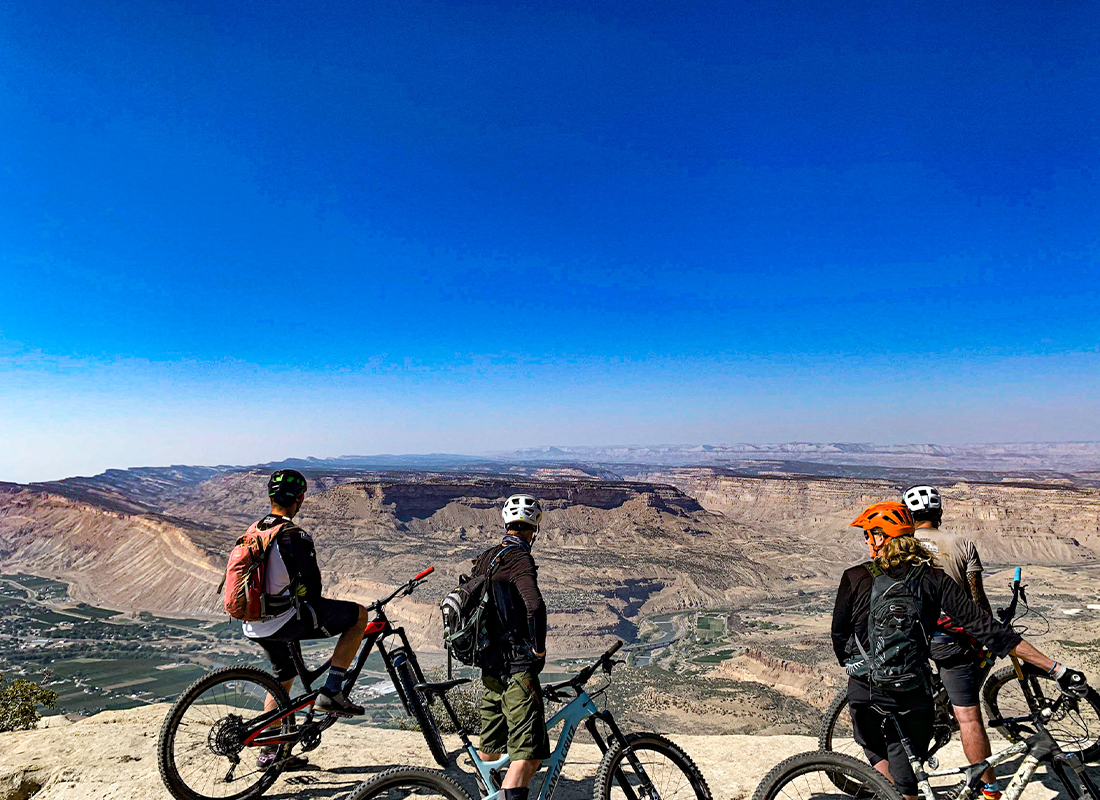 Powderhorn in USA - a group of people riding bikes on a mountain.