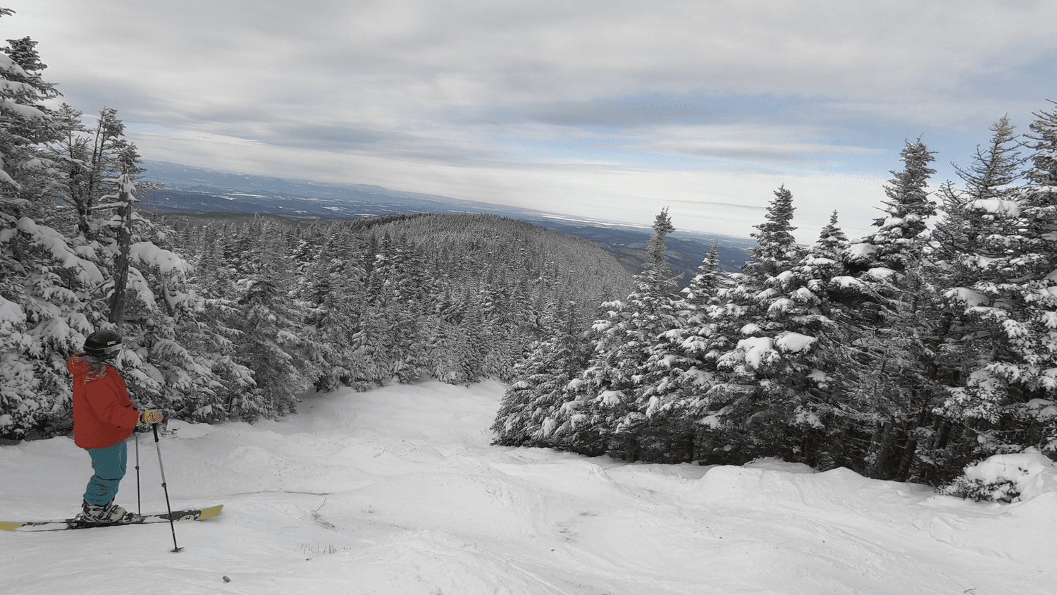 Mad River Glen in USA - a person on skis on a snowy slope.