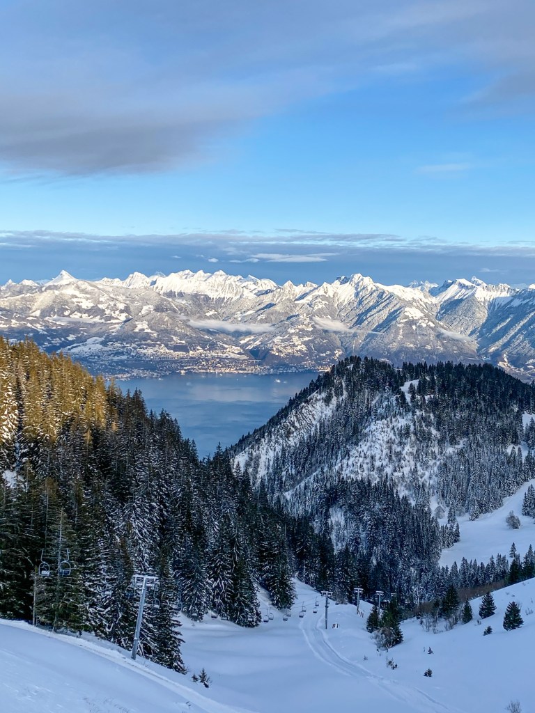 Thollon les Mémises in France - the view from the top of the mountain.