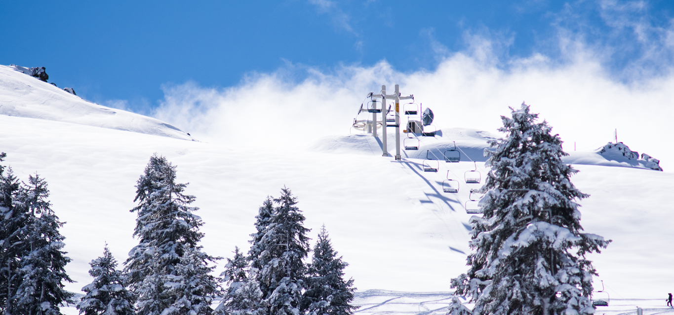 China Peak Mountain Resort in USA - a clear blue sky.