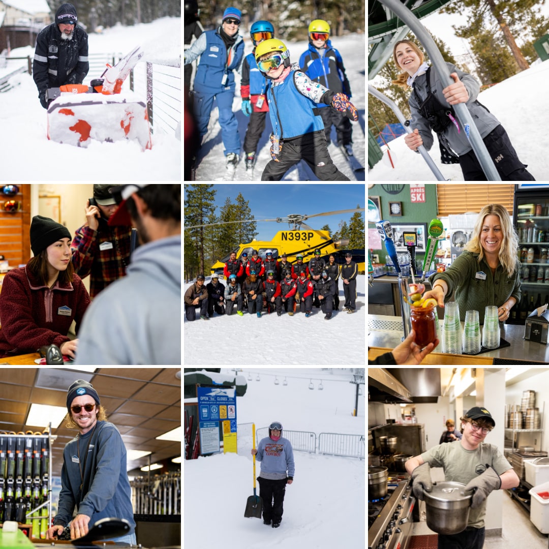 Dodge Ridge in USA - a col of pictures of people in the snow.