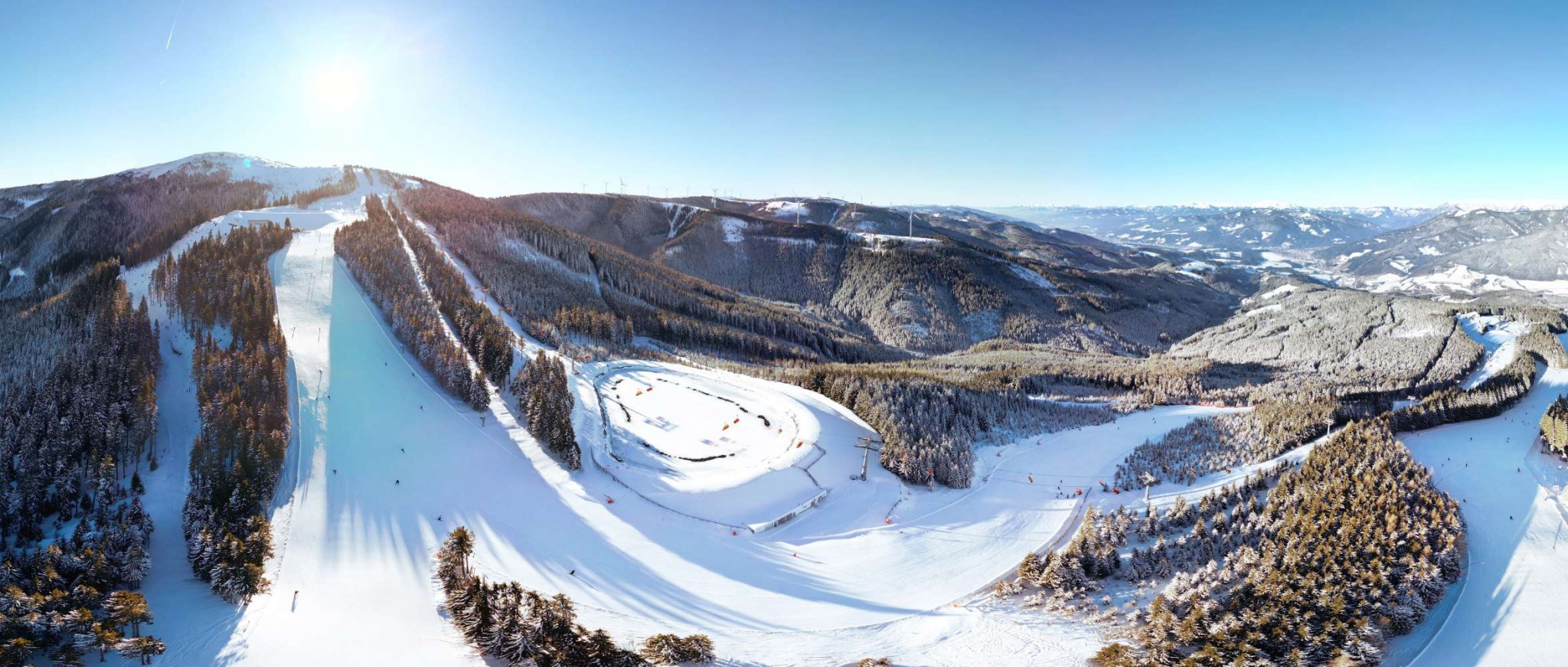 Stuhleck in Austria - a view from the top of a ski slope.