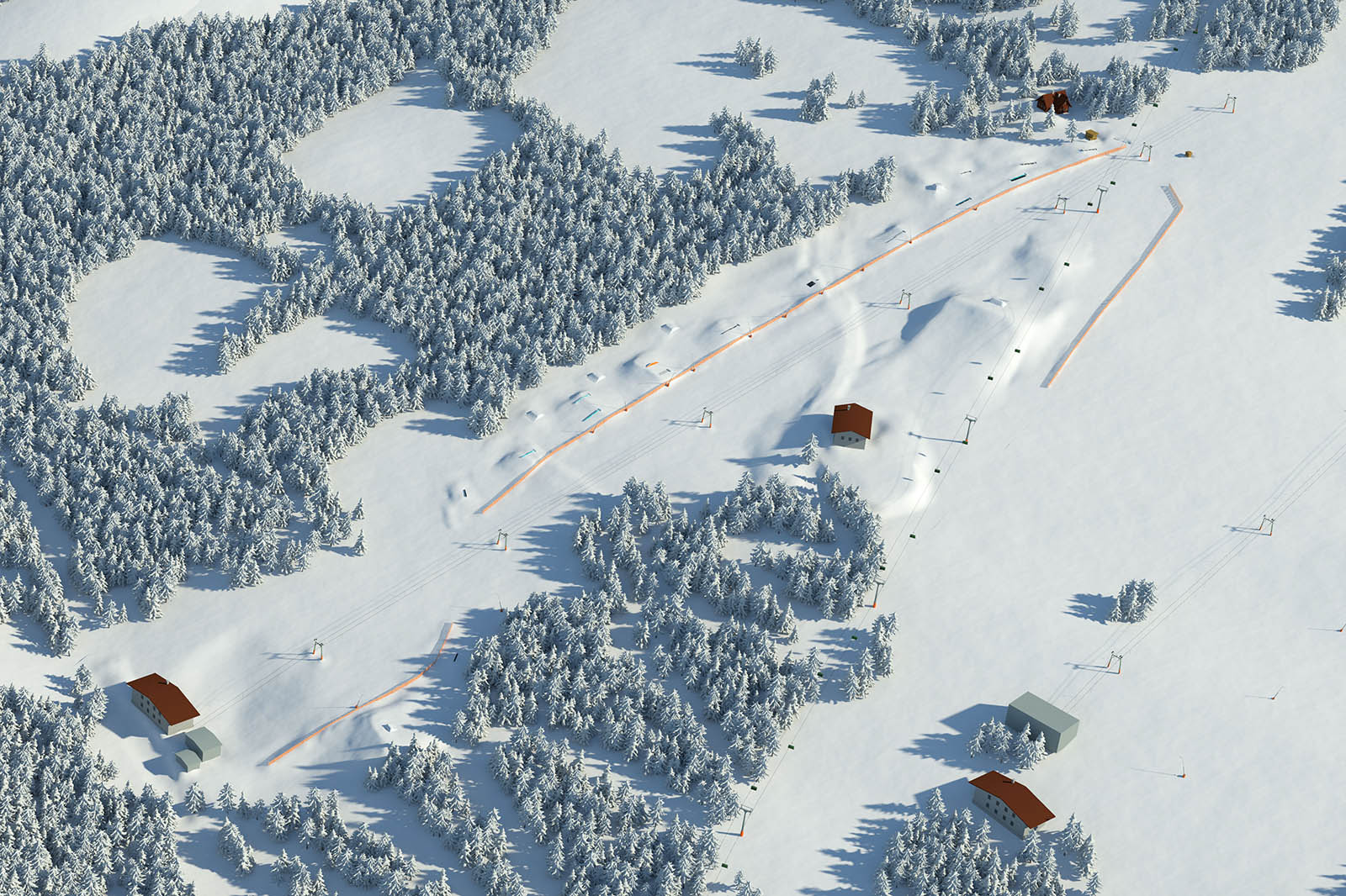 Stuhleck in Austria - an aerial view of a ski area in the snow.