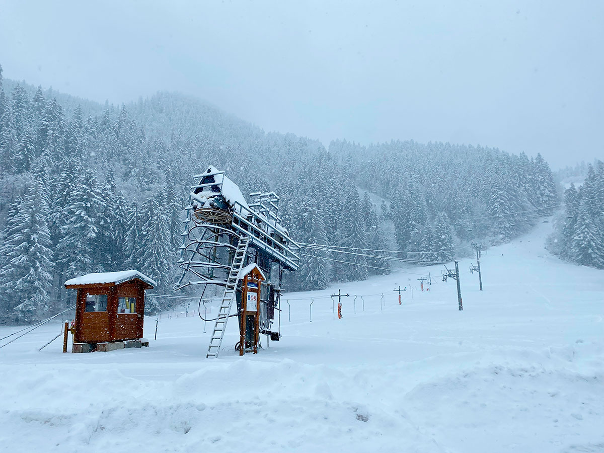 Station Le Planolet - Saint Pierre de Chartreuse in France - a snow covered ski slope.