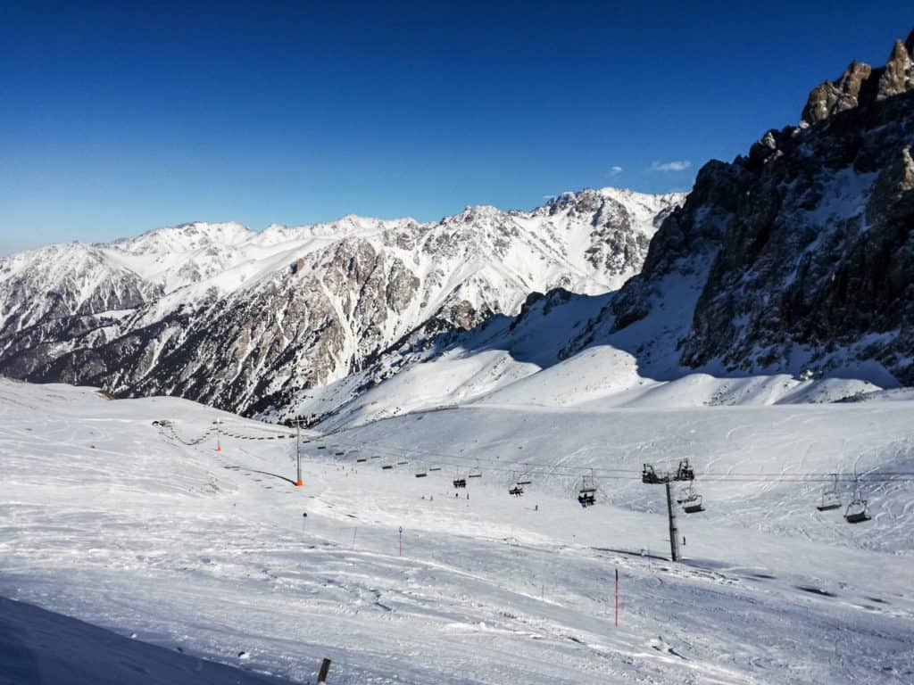 Shymbulak in Kazakhstan - the view from the top of the mountain.