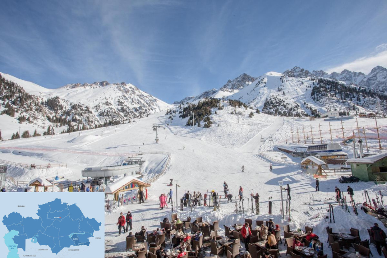 Shymbulak in Kazakhstan - snow on the ground.