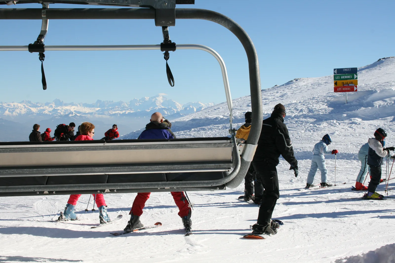 Monts Jura - Station Crozet - Lelex in France - a group of skiers.