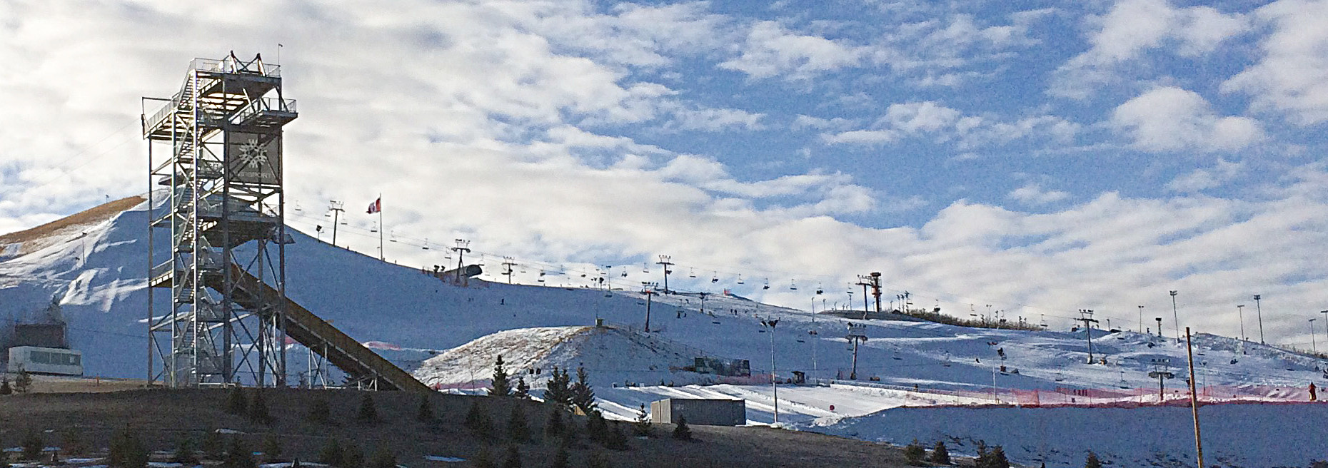 Canada Olympic Park – Calgary in Canada - white clouds in the sky.