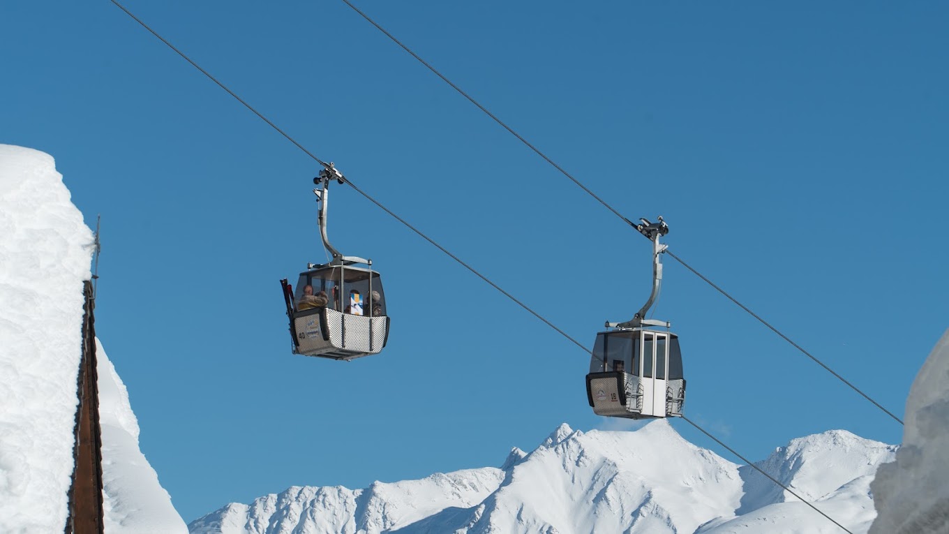 Kappl in Austria - a ski lift going up a snowy mountain.
