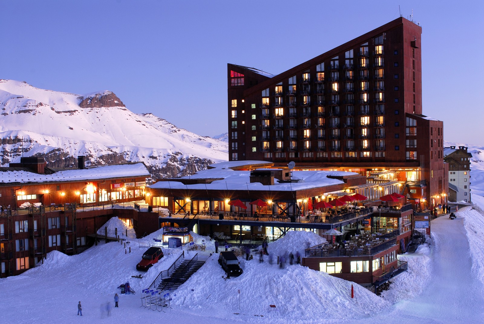 Valle Nevado in Chile: a hotel in the middle of a snowy town.