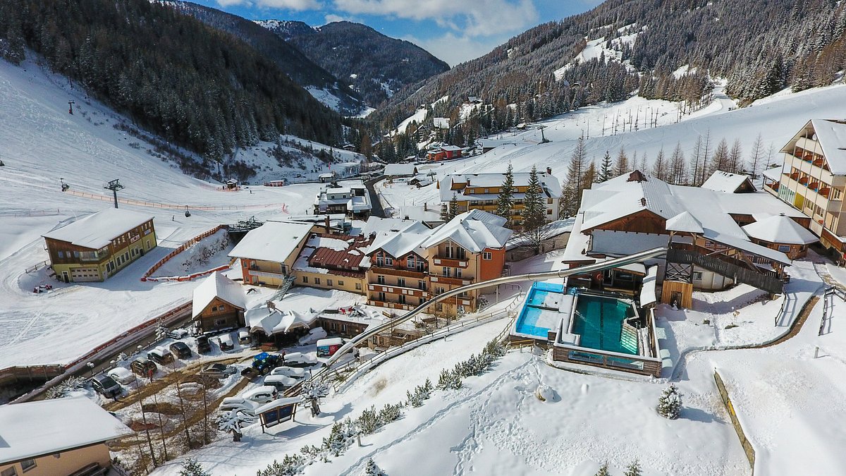 Innerkrems in Austria: an aerial view of a ski resort in the french alps.