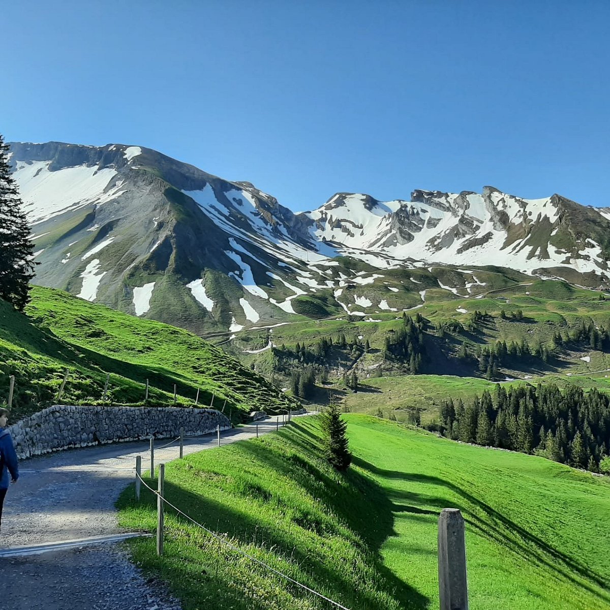Klewenalp | Stockhütte – Beckenried | Emmetten in Switzerland - a person walking down a path in the mountains.