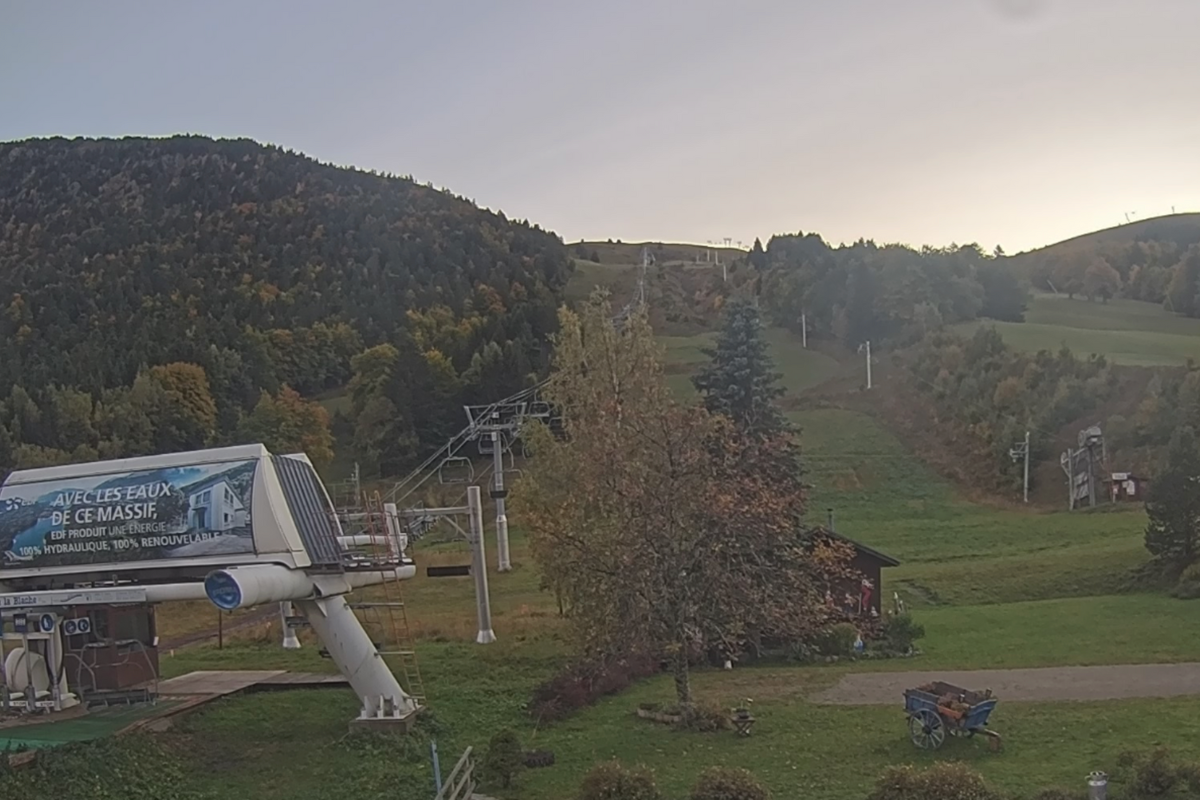 Alpe du Grand Serre in France - a view of a ski slope with trees in the background.