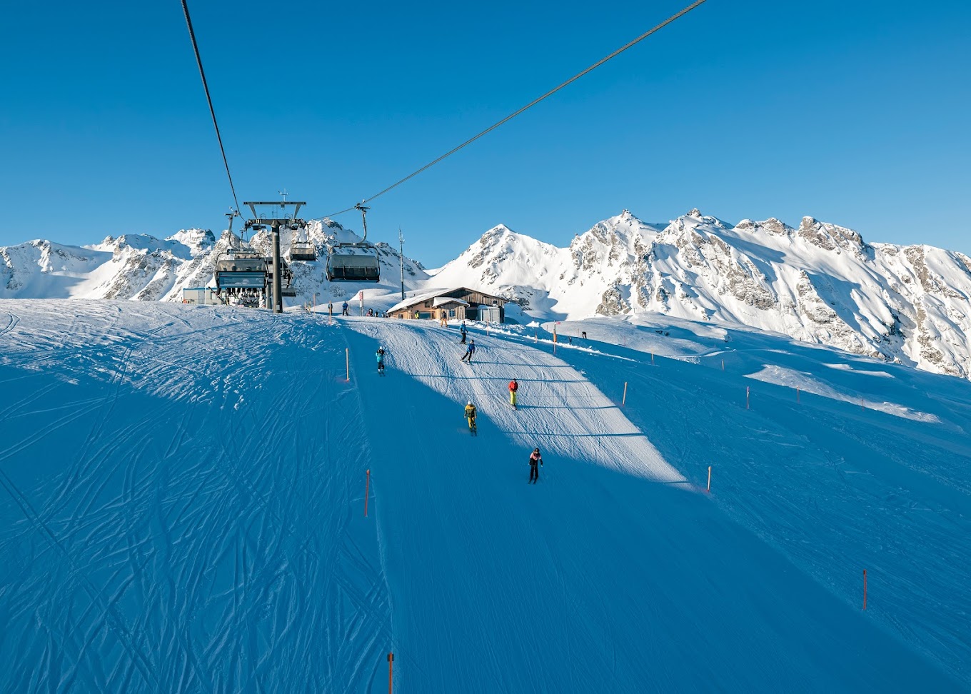 Pizol Pardiel Bad Ragaz Wangs in Switzerland - a ski lift going up a snowy mountain.