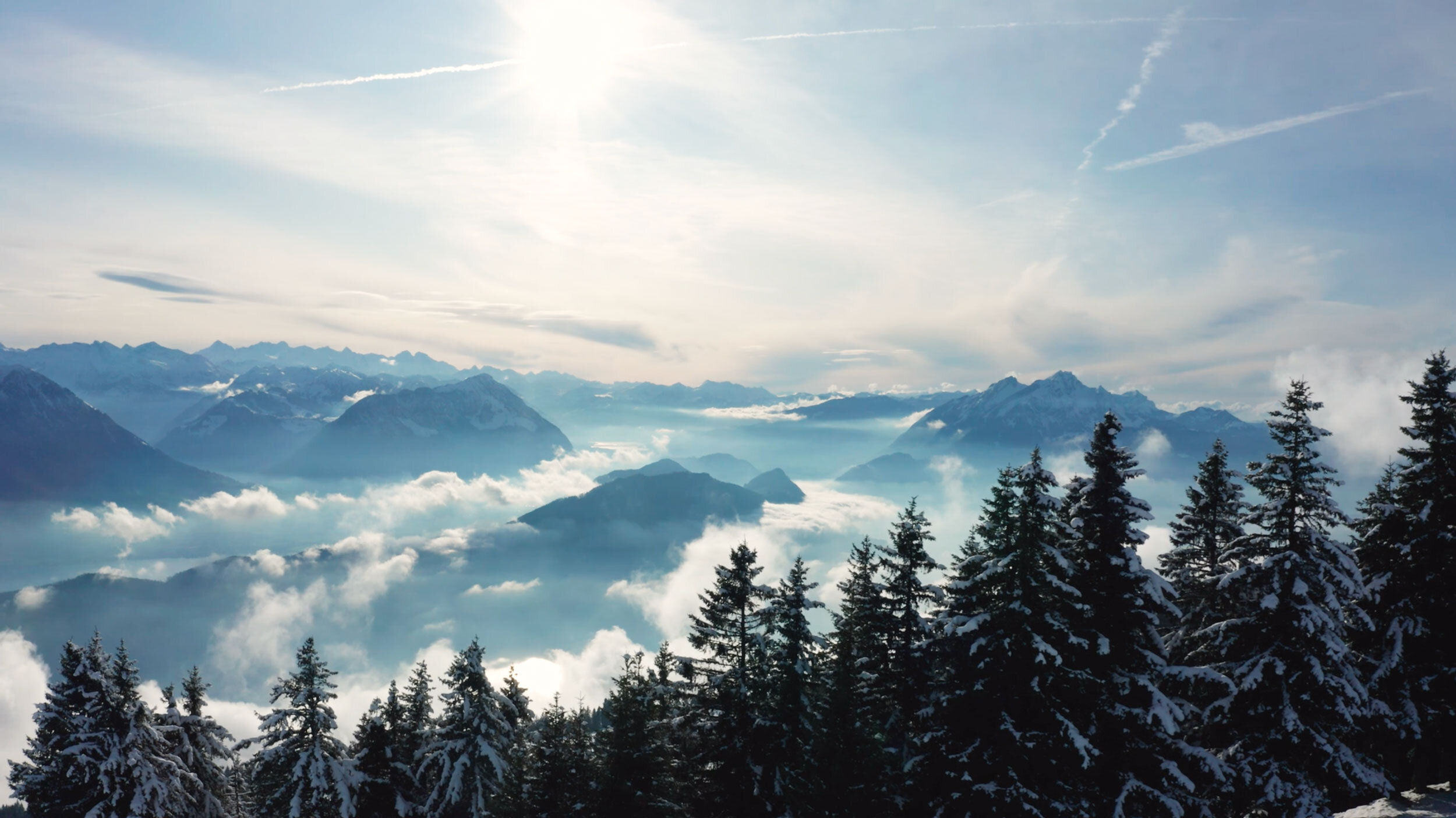 Ski Avoriaz in France - the sky is clear and blue.