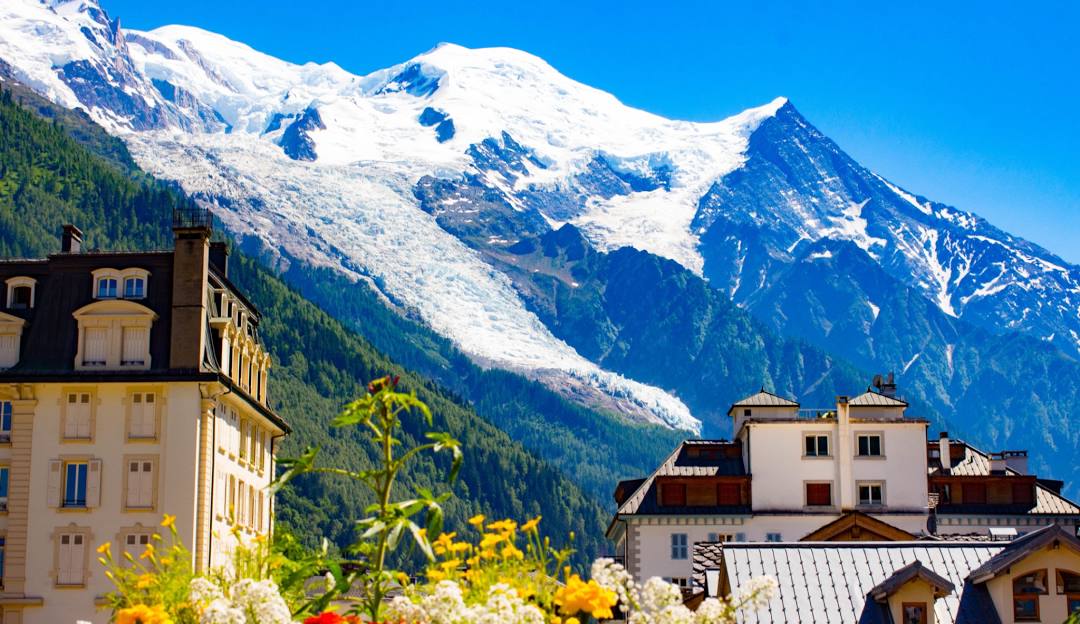 Chamonix Mont-Blanc in France - a city with mountains in the background.