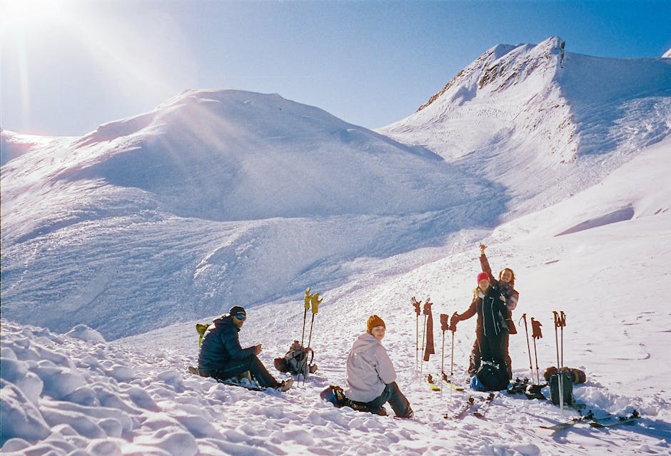 Chamonix Mont-Blanc in France - a group of people sitting in the snow.