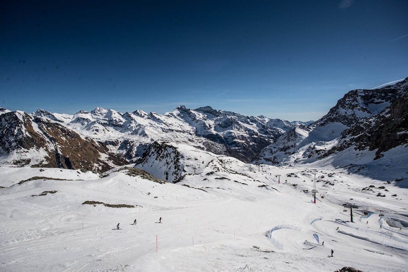 Monterosa in Italy - a view from the top of a snowy mountain.